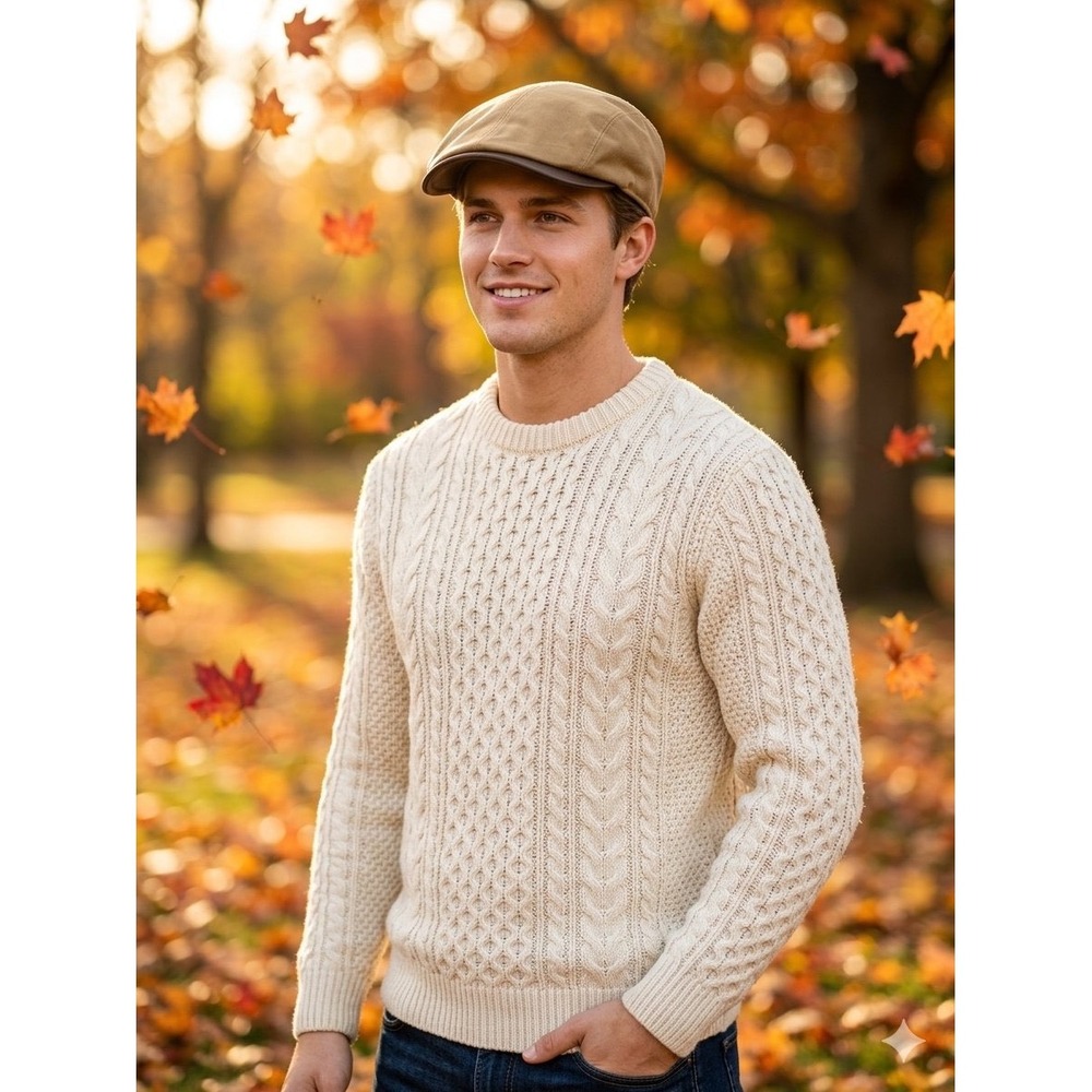 Stetson Tan Flat Cap Large Waxed Cotton WR Ivy Hat W/ Leather Trim
